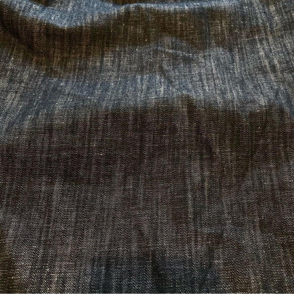 Marks & Spencer Black Denim Midi Skirt | Gathered Waist | Cotton & Linen Blend - Picture 9 of 10